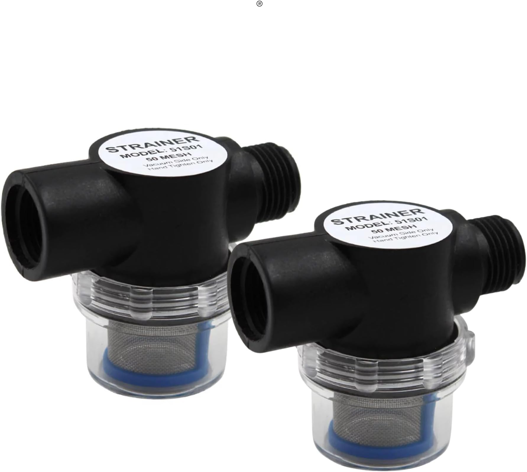 Water Pump Inline Strainer Filter (51S01) - 1/2" NPSM Inlet/Outlet - RV Replacement- Compatible, Shurflo, and WFCO Pumps (2-Pack)