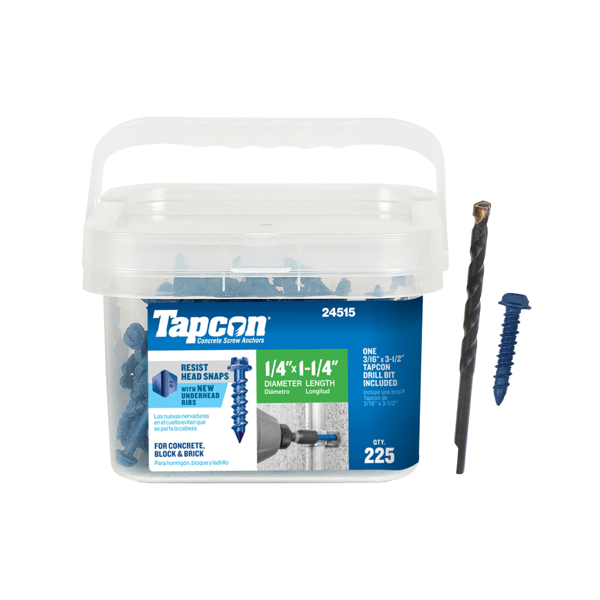 Amazon.com: Tapcon 1/4 x 1-1/4 Inch Blue Climaseal® Hex Head