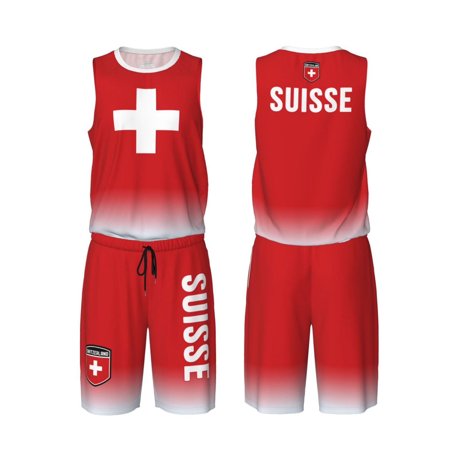 DABOYOZHZH Switzerland Swiss Flag Basketball Uniform Suit for Men Team Training Athletic Gradient Jersey