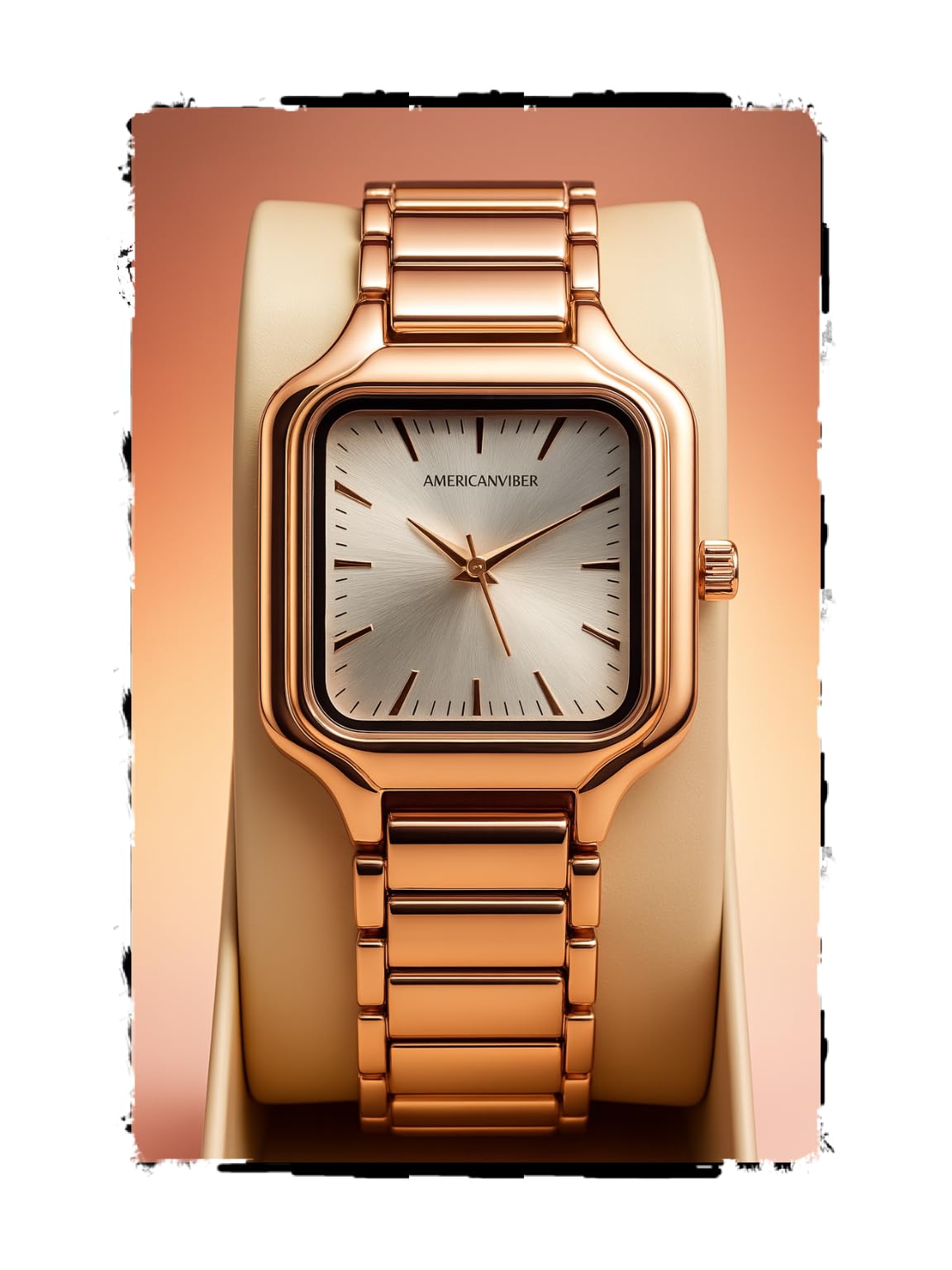 americanviber Rose Gold Plated Sqaure Analog Dial Treding Women Watch (White Dial) Press Button Lock Looks Attractive-picture-42
