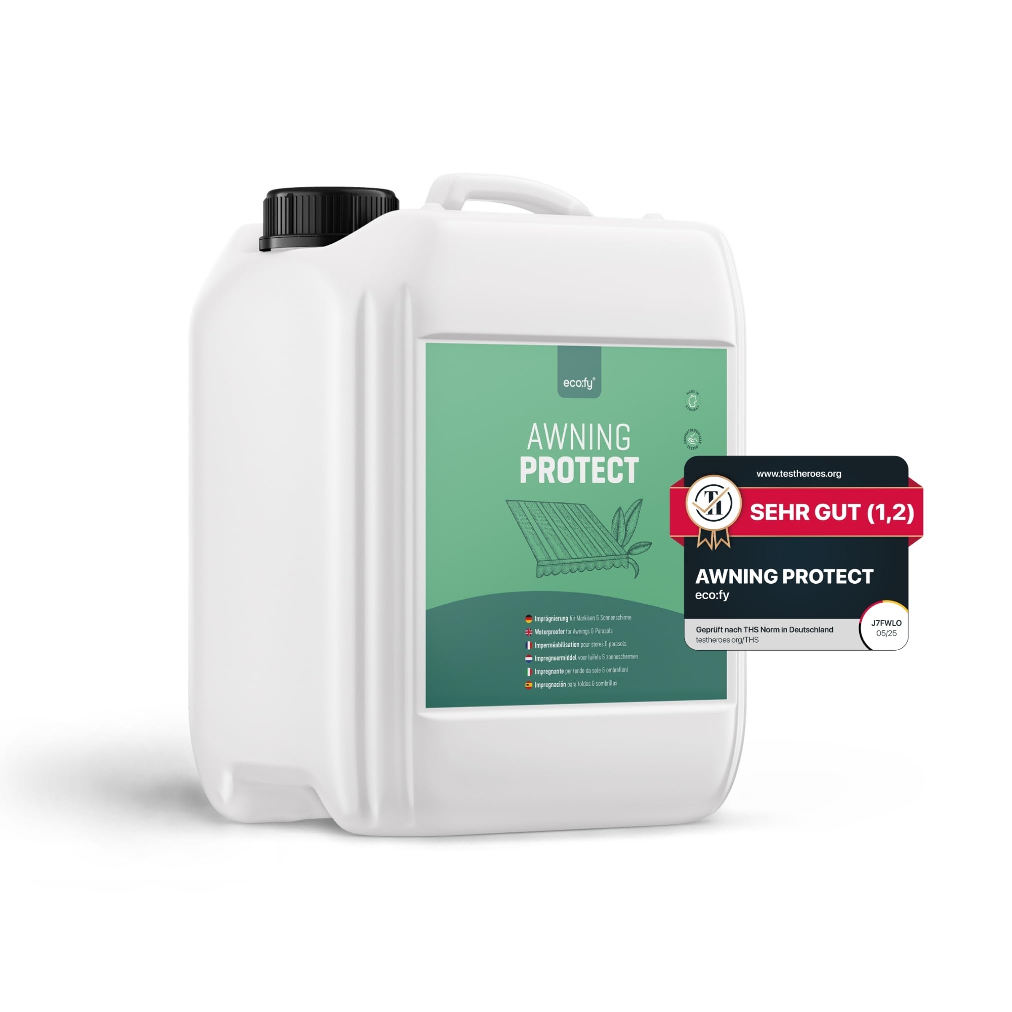 Tenda da sole, impermeabilizzante, 5 l, spray impregnante per tende da sole, ombrelloni e parasole, protezione da umidità e sporco, resistente ai raggi UV, privo di PFC e biodegradabile