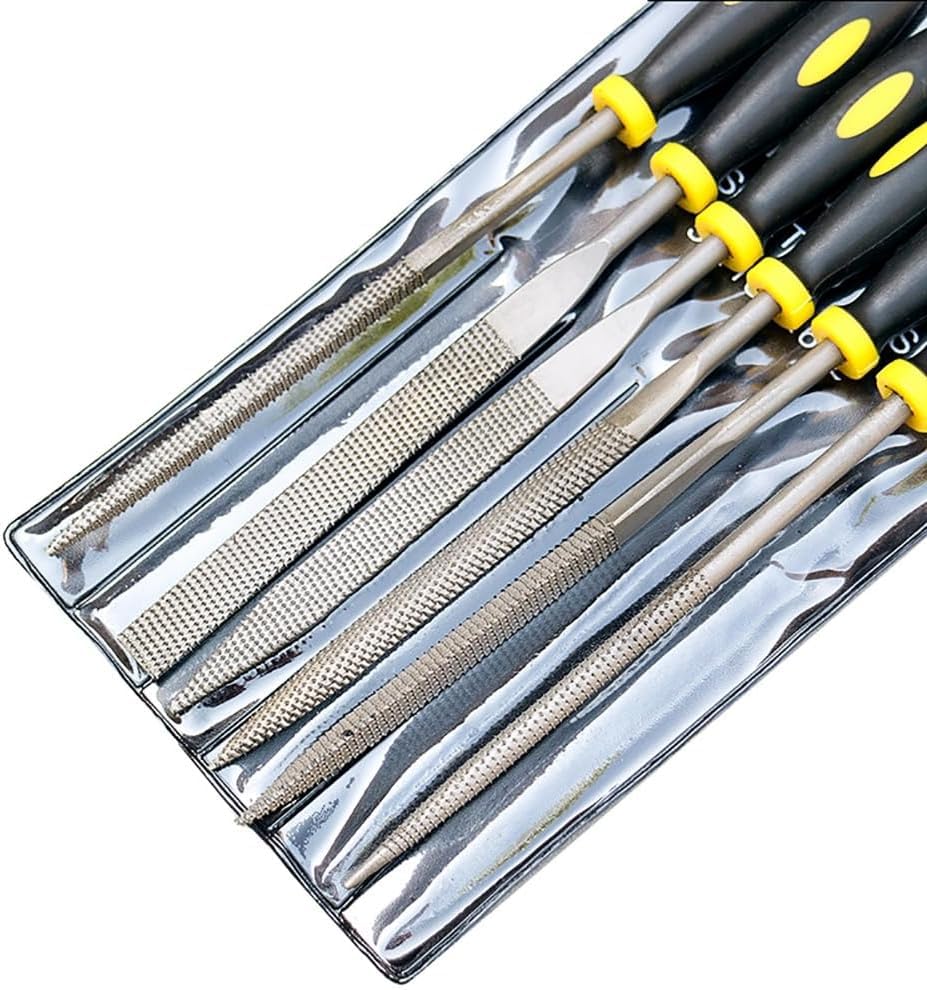 Juego de 6 limas de aguja de metal de 140 mm, herramientas de tallado de madera para limar agujas de acero, herramienta de limado de mano para carpintería