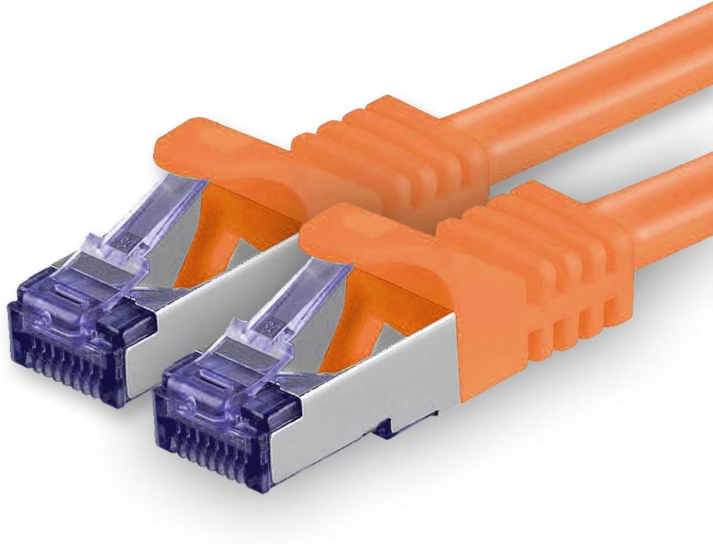1aTTack.deCat.7 Lan ethernet cable 5m - Orange - Cat7 Cat.7 Lan Ethernet Network 10GBASE-T - 10000 Mbps SFTP PIMF patchcable RJ45 plug