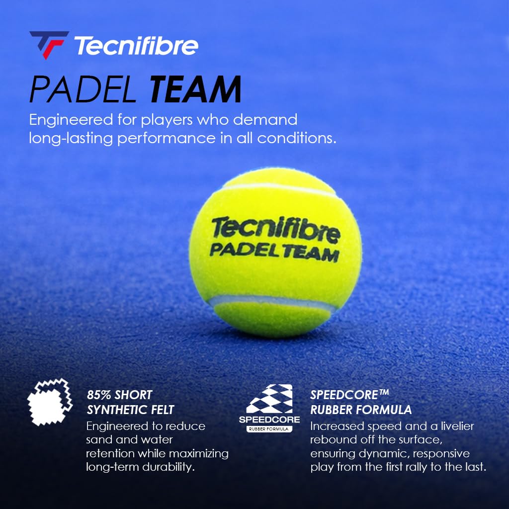 Tecnifibre Team Padel Balls, Adult Unisex, Yellow, EU