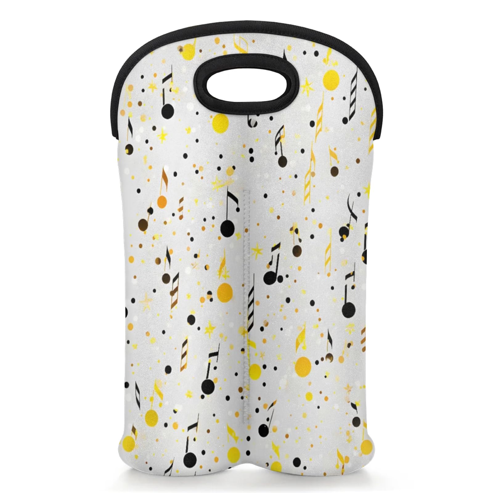 GzLeyigou 2 Bottles Music Note Wine Bag Sleeve Totes Neoprene Protective Wine Carrier Bag for Wine,Water, Champagne, Beer, Baby Bottles,Gift 14.5 x 10 Inches