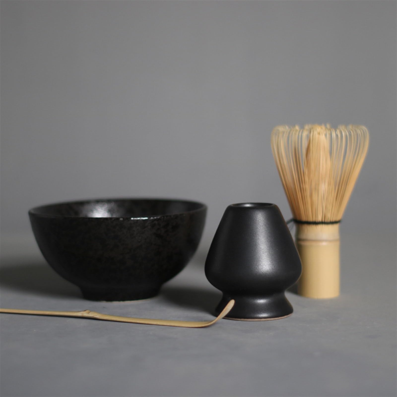 SXYAO 4-Piece Set Matcha Whisk Set Teaspoon Bamboo Ceramics Matcha Bowl Whisk Holder, Japanese Matcha Kit Beginners Easy Brewing, for Elders Friends(E)