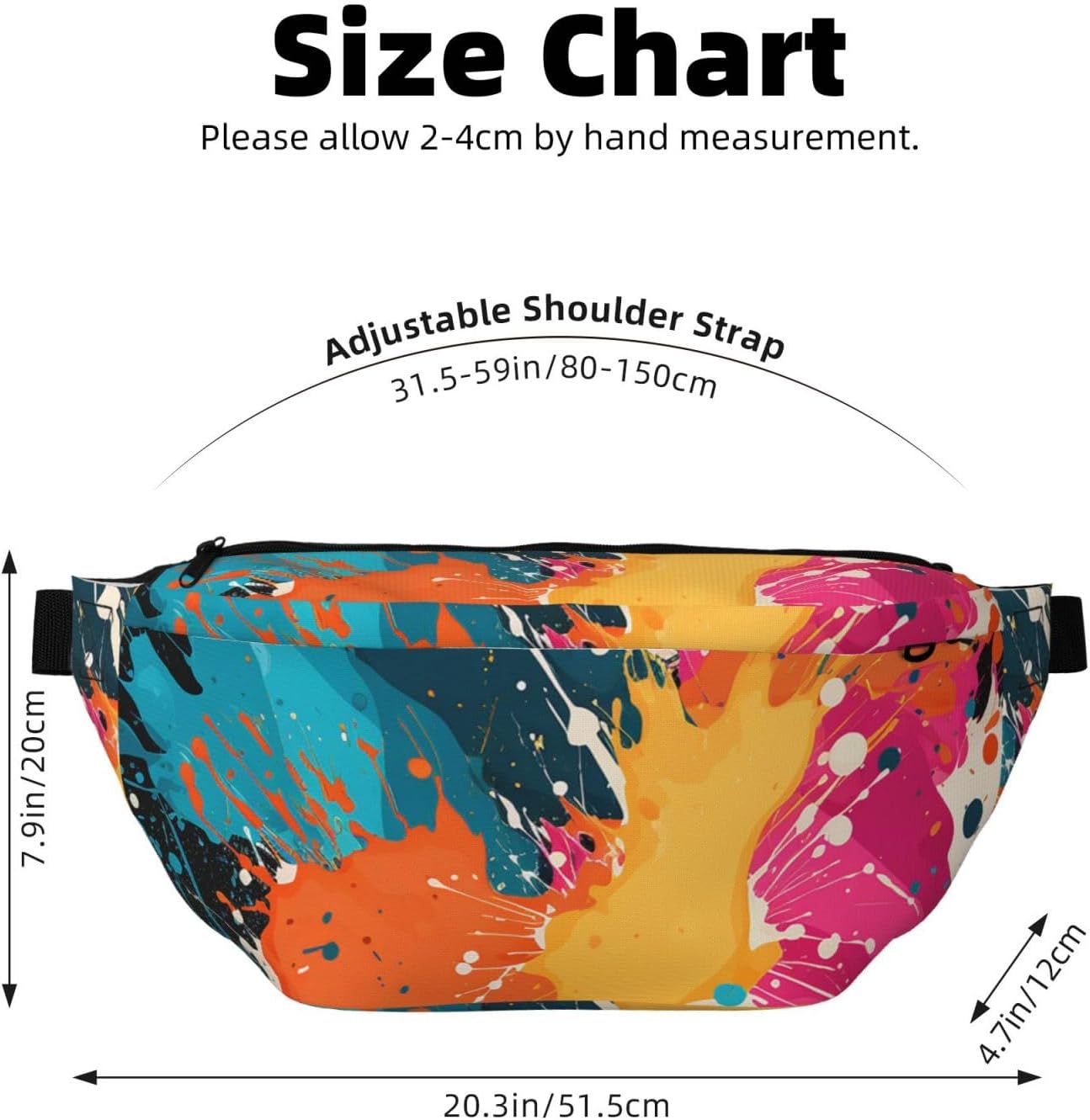 Fanny Pack for Men Women Color Splash Pattern Belt Bag with Adjustable Strap Fashion Waist Bag Waist Pack for Travel