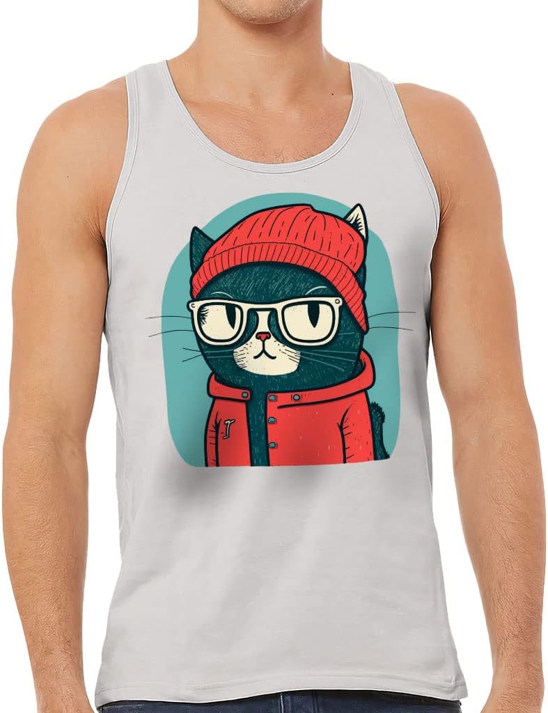 Cat Print Tank - Illustration Workout Tank - Graphic Jersey Tank