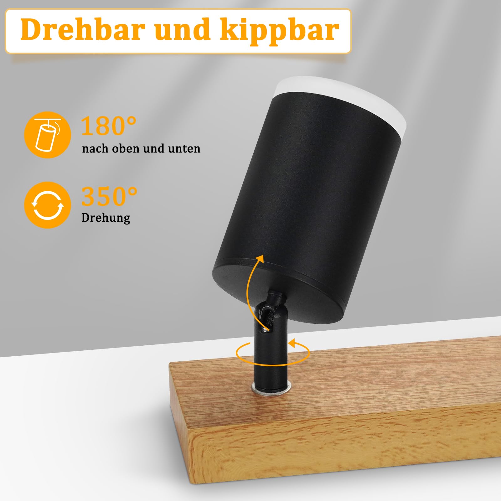 ZMH Plafonnier 4 Spot GU10 - Moderne Bois Noir Orientable 350° Lampe de Salon pour Chambre Couloir Cuisine MAX.25W - Sans ampoule
