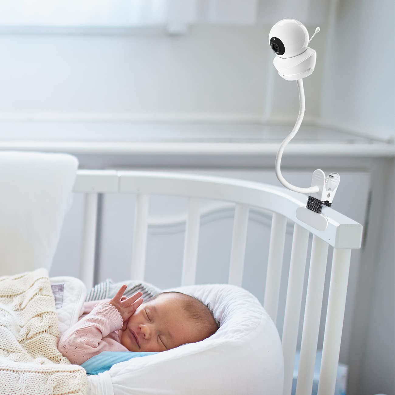TIUIHU Baby Monitor Holder for Babysense HD S2/V43 Video Baby Monitor - Baby Camera Flexible Clamp Stand, White - Image 2