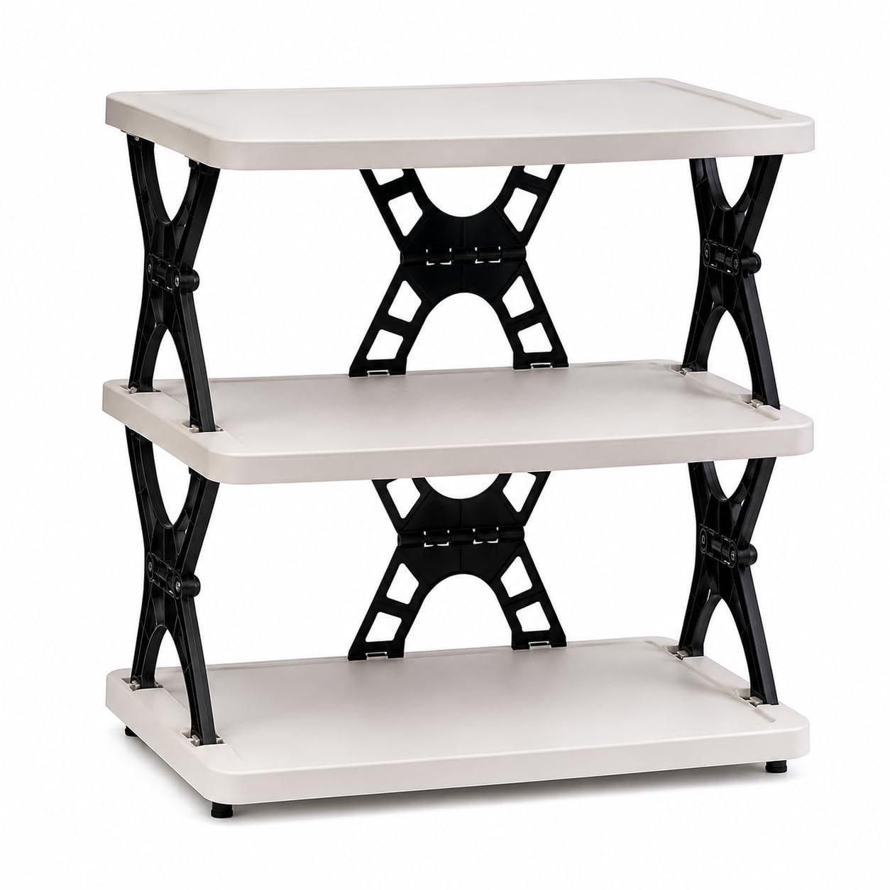 3 Tier Foldable Storage Rack | Multipurpose Plastic Organizer Shelf for Kitchen, Bathroom, Living Room & Office |Heavy Duty Space Saving Storage Stand |Easy No-Tool Assembly (White & Black)-picture-22