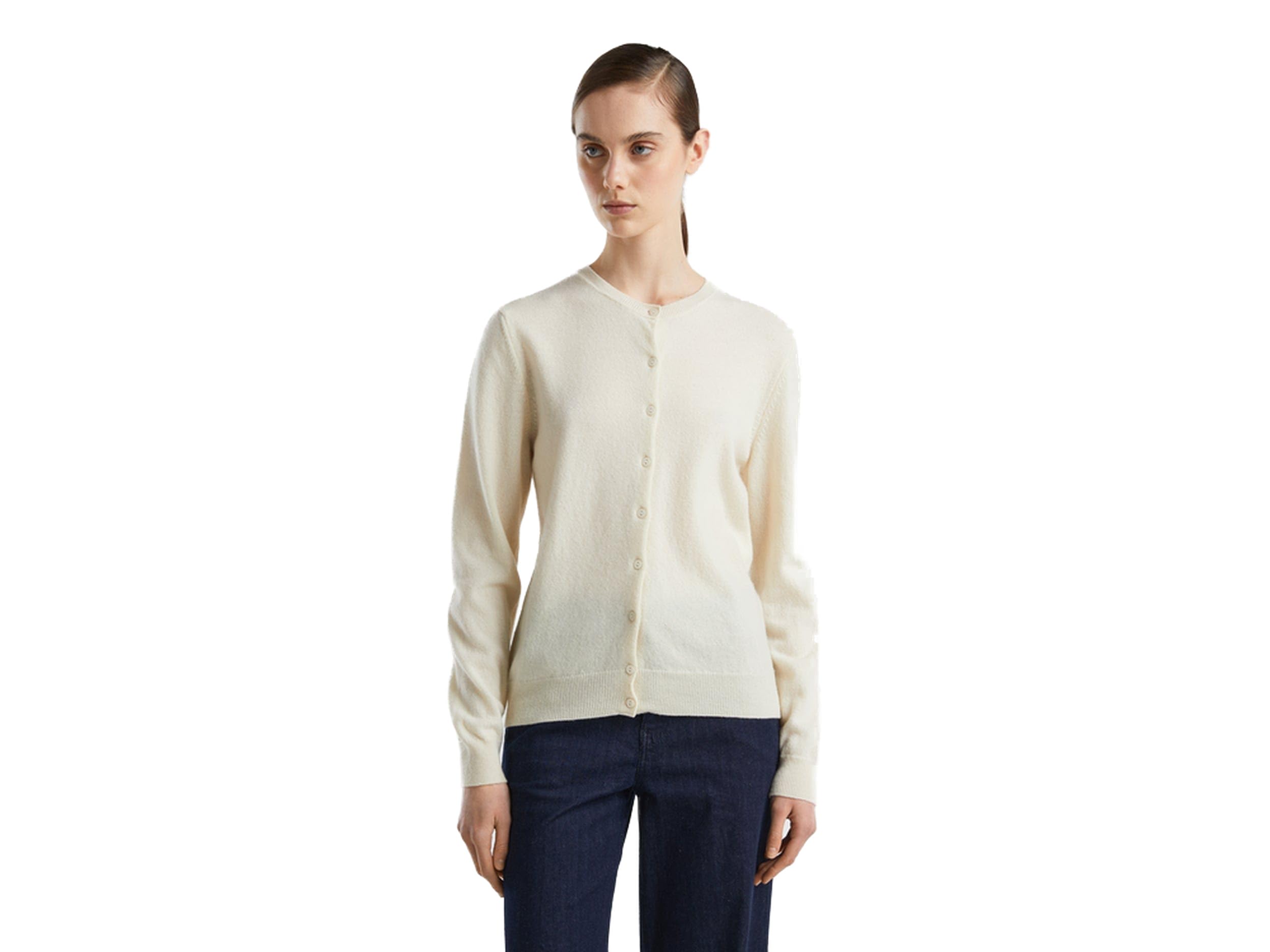 United Colors of Benetton Women's Korean Jersey M/L 1002d5485 Cardigan Sweater, White Cream 000, XL