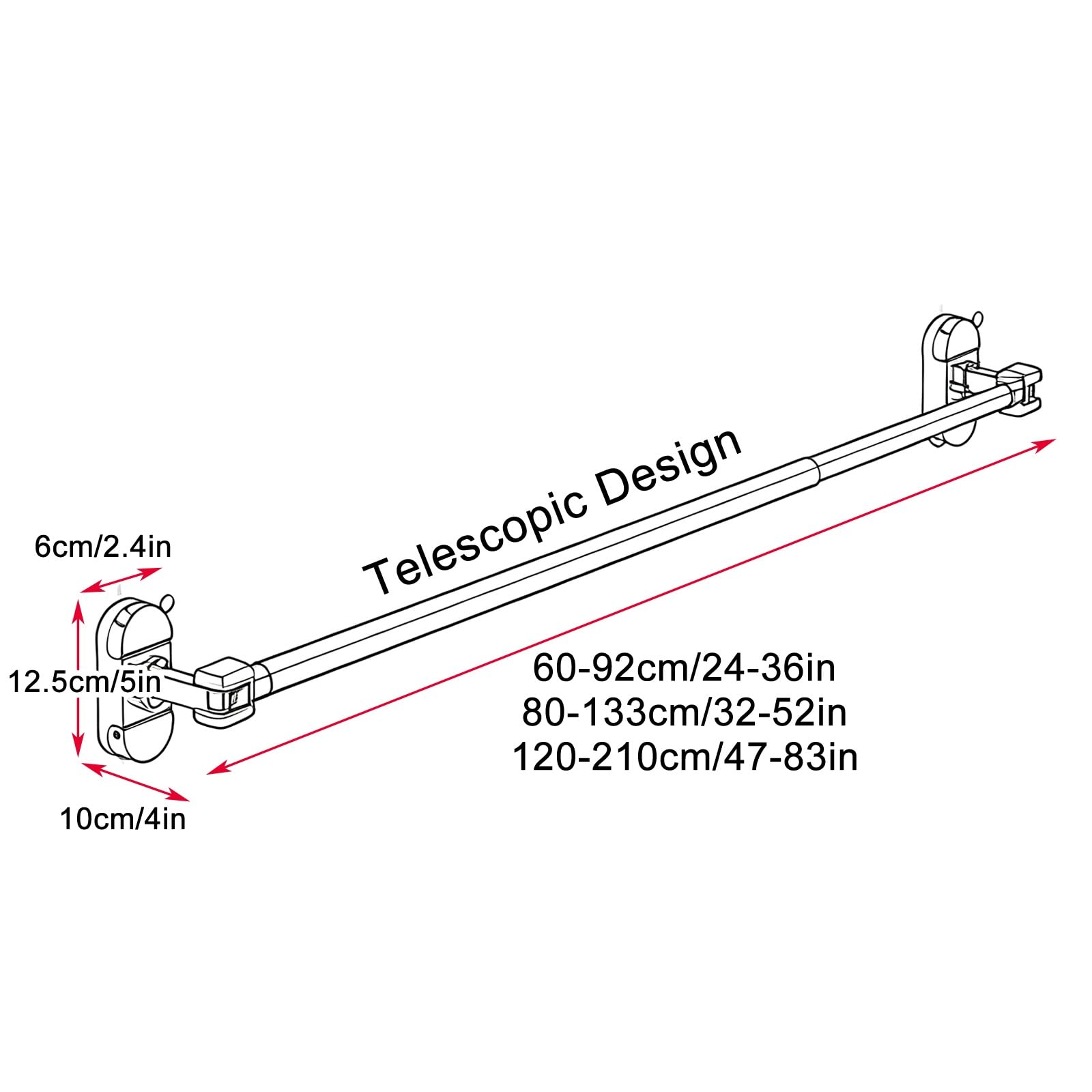 Klemmstange Vorhang mit Verstellbarem 180°-Drehsaugnapf