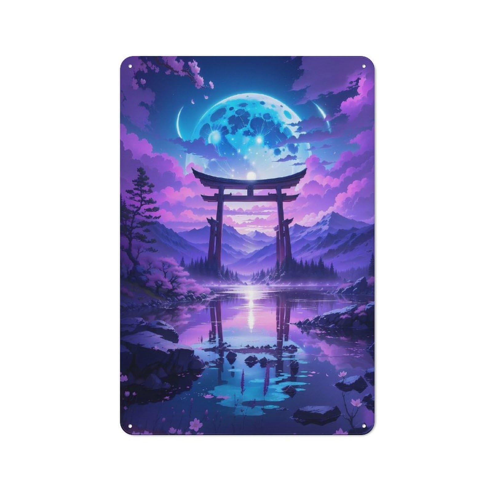 Junmoney Style-3 Celestial Torri Portal Metal Gift Sign 30X20cm, Decorative Room Wall Plaque For Bedroom, Kitchen, Office Or Living Room