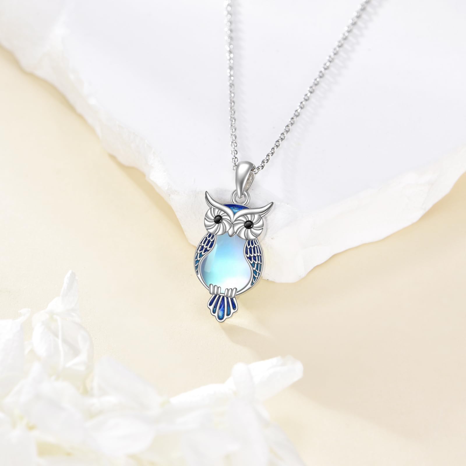 YFN Collana con animali con pietra di luna in argento Sterling con simpatici animali regalo per le donne