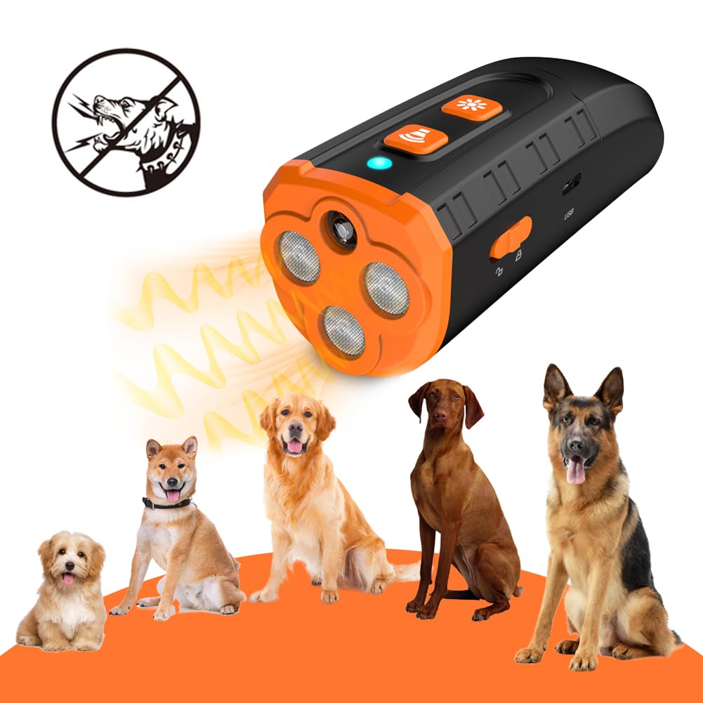 Dispositivo Antiladridos para Perros, con 3Modos Emisores Ultrasónicos Alcance 10 Metros Recargable Recargable Detener Ladridos Múltiples Ultrasonico Ahuyentar Ladridos de Perros Ahuyentador