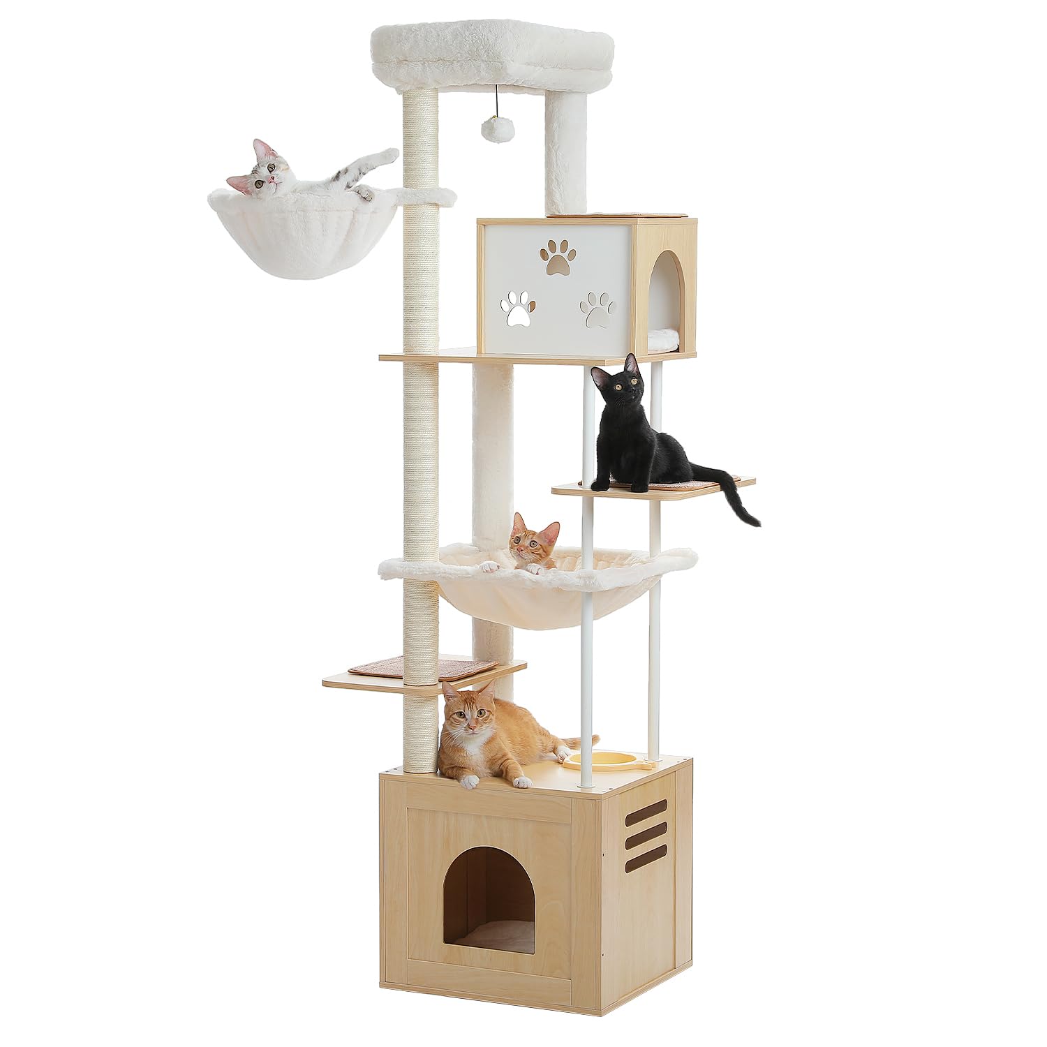 PAWZ Road キャットタワー 木製 宇宙船 高さ180cm ベージュ Amazon | PAWZ Road キャットタワー 木製 大型猫スリム 宇宙船