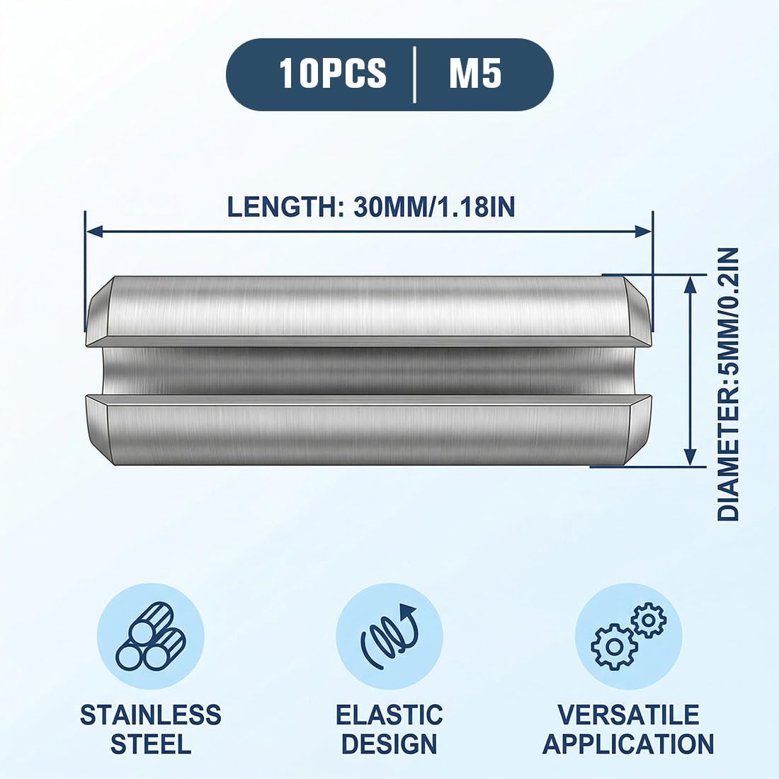 Rondelle Elastiche M5 30Mm 10 Pezzi Acciaio Inox 304 Argento