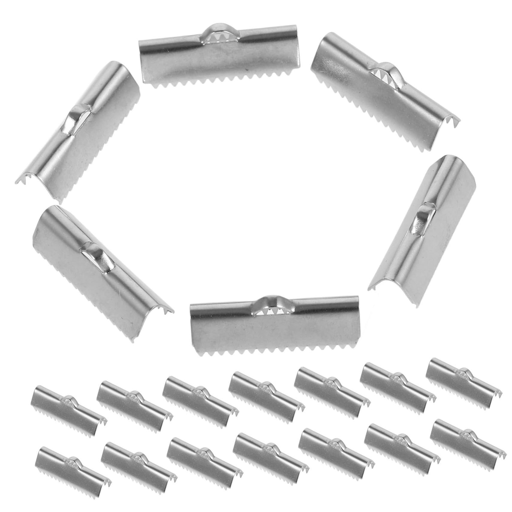 COHEALI Sturdy Stainless Steel Leather Cord Clamp 20pcs Ribbon Clamps for Jewelry Making Easy to Use