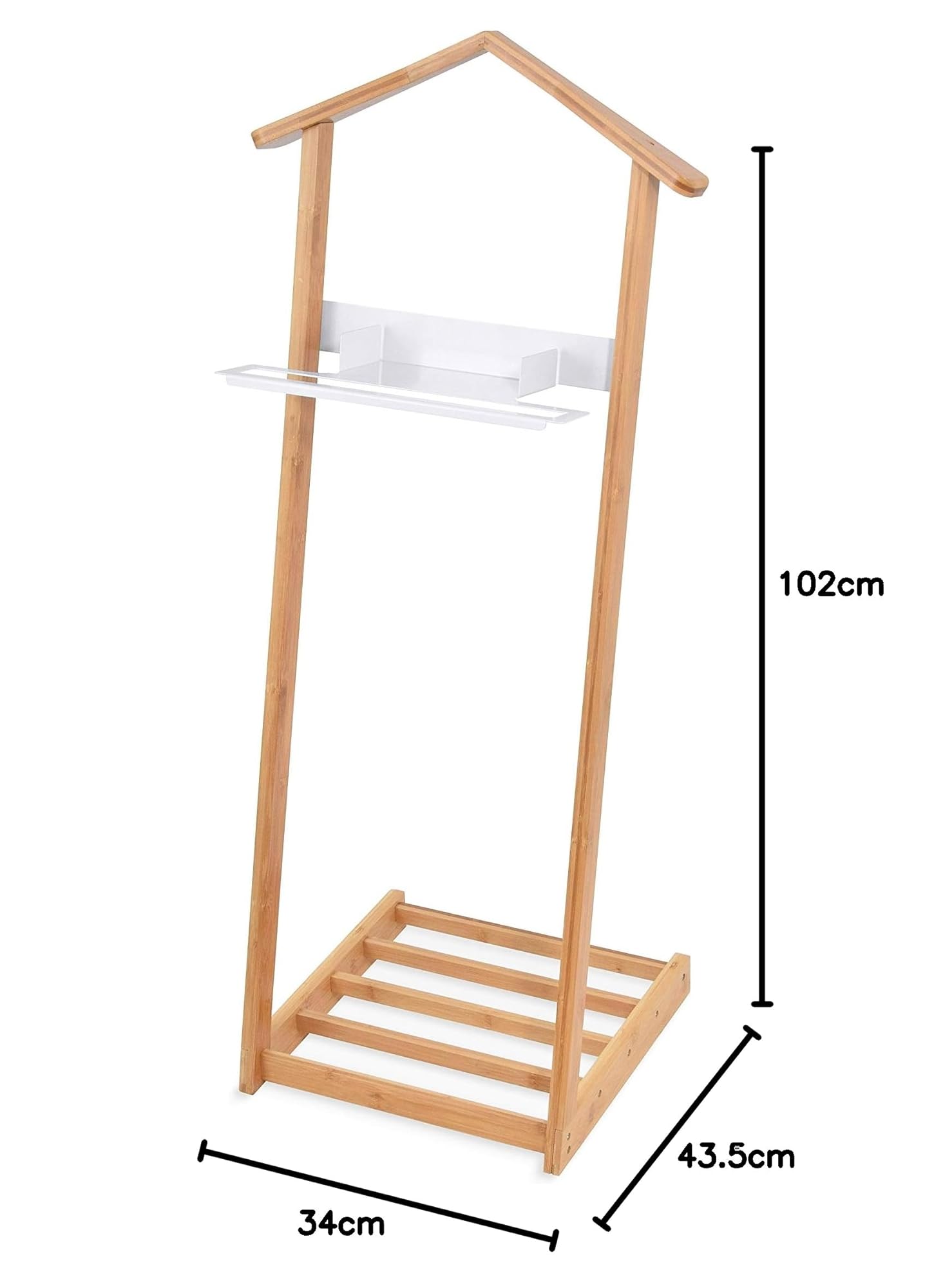 DOMO PAK LIVING Indossatore in bamboo con svuotatasche in metallo