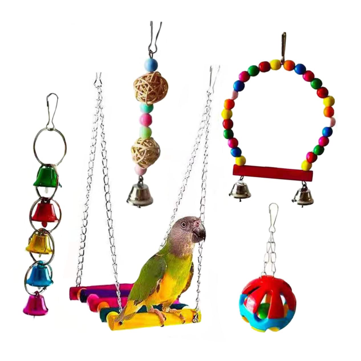 BESPORTBLE 5pièces Jouets à Mâcher pour Oiseaux Jouets Amusants pour Perroquets Et Oiseaux De Compagnie Accessoires De pour Divertissement