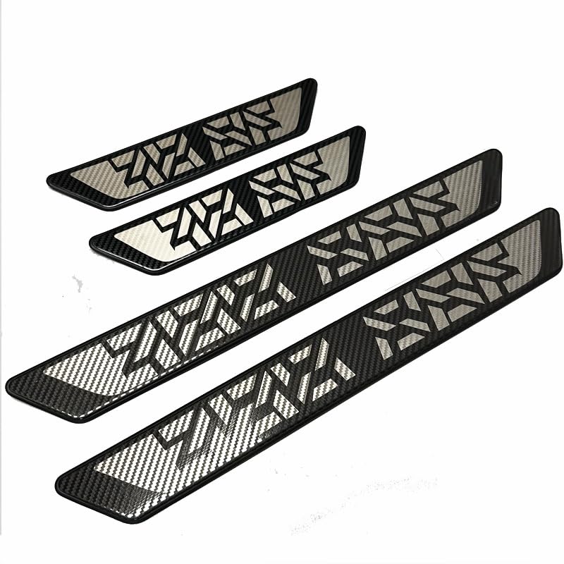 4 Piezas Protectores Umbral Puerta Coche Acero Inoxidable para Nissan X-Trail 2021 2022, Antiarañazos Puerta Guardias Borde, Decoración Accesorios,Carbon Fiber