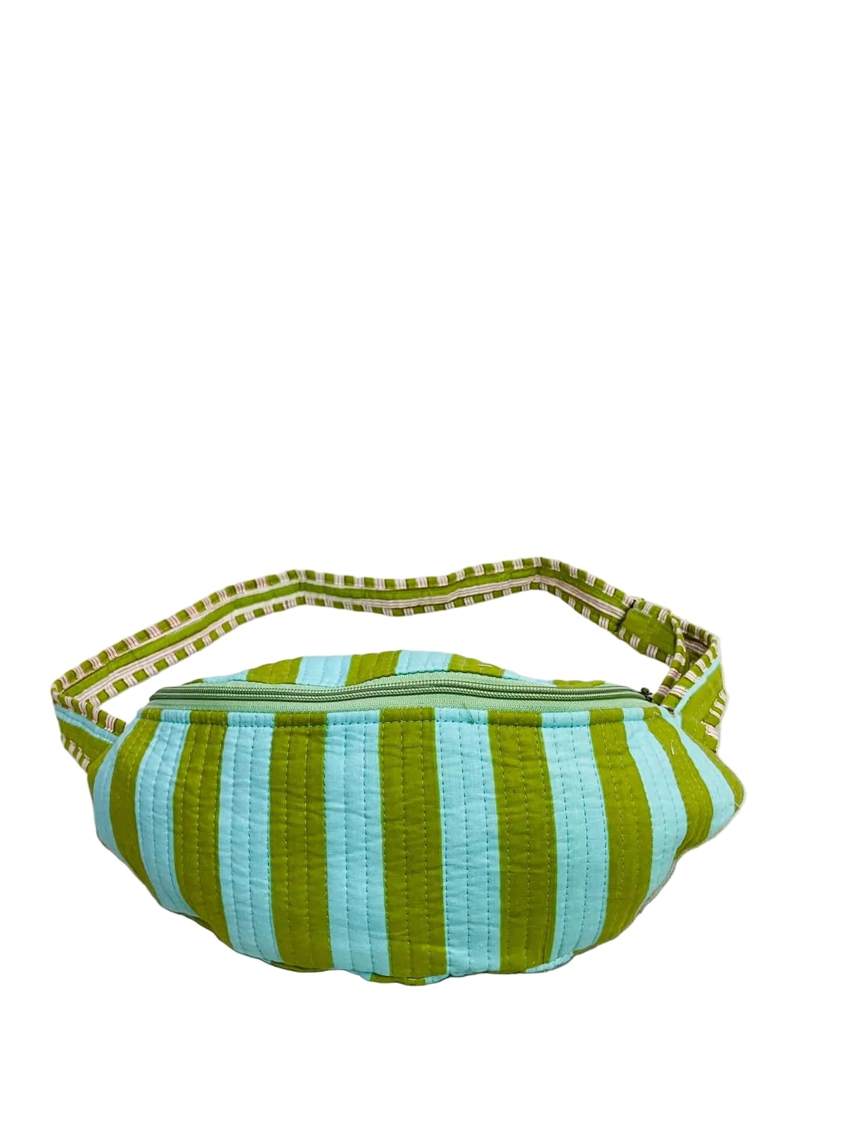 Cotton Quilted Waist Bag Crossbody Bag for Men & Women with Adjustable Strap Sling Bag for Track Hiking Travel Camping Outdoor Sports Cycling Money Belt for Daily Use Chest Bag (Green)-image-12
