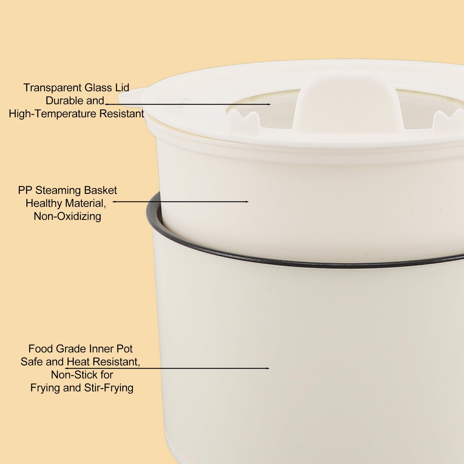 Pentolino Elettrico Da Viaggio 1,8L - Mini Fornello Portatile 600W Per Zuppe, Pasta E Oatmeal - Foto 8