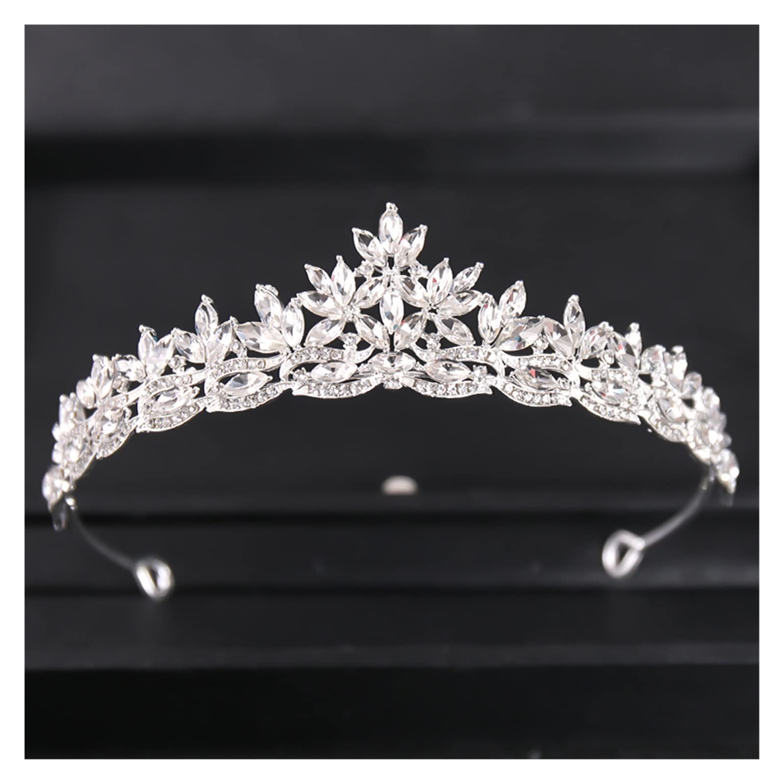 LNNSHX Barocke Luxus-Strass-Brautkrone, Tiara, versilbert, Kristall, Abschlussball, Diadem, Kronen, Stirnband, Hochzeit, Haarschmuck, Schmuck, Tiara (Metallfarbe: Roségold)