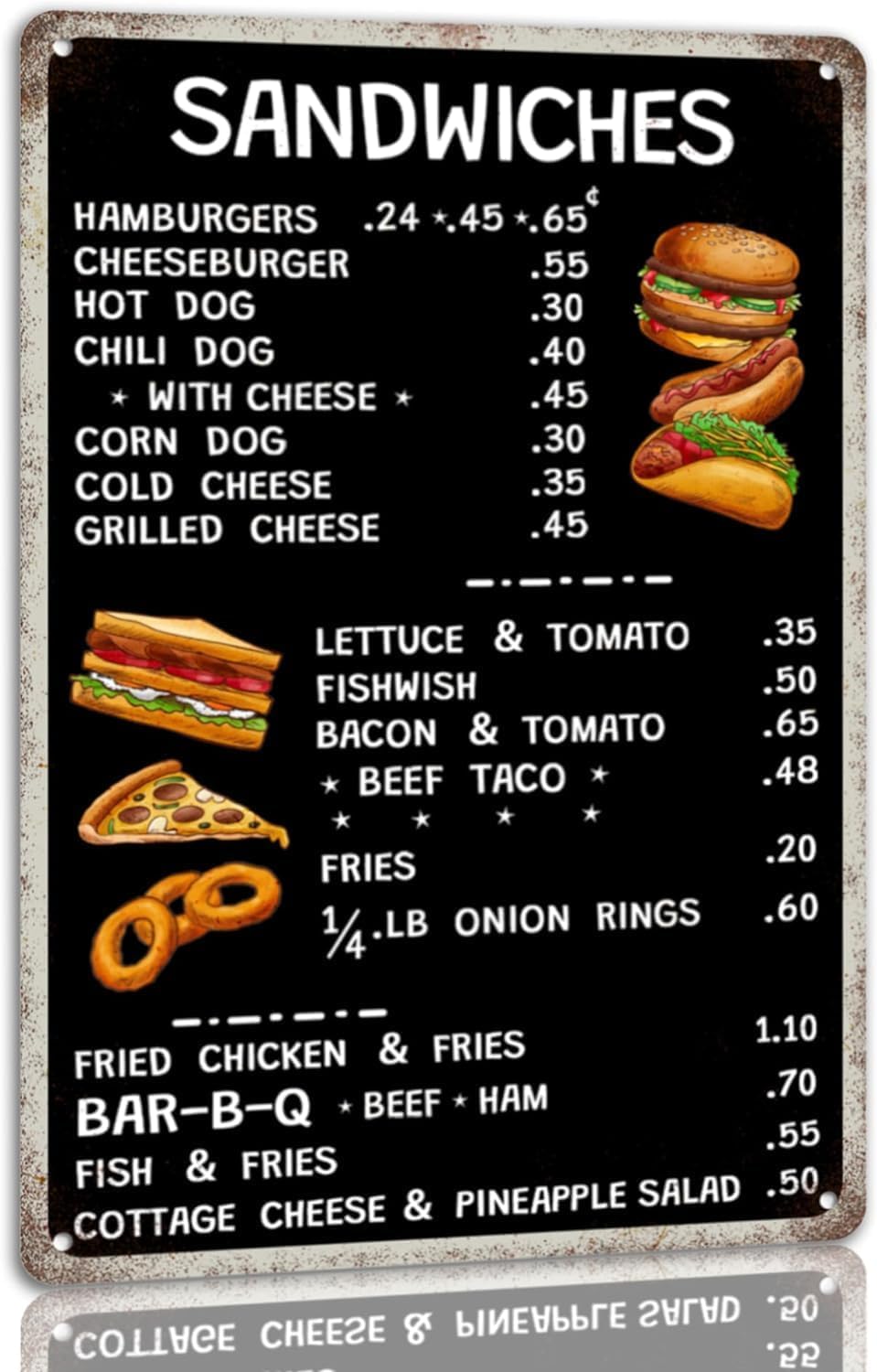 Yunking Style-1002 Diner Menu Tin Sign Vintage Restaurant Metal Signs 50S Diner Decoration Retro Home Plaque For Kitchen Bar 8X12 Inch