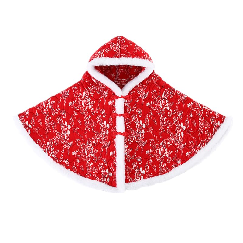 Cappotto per ragazze, mantello con cappuccio per neonato, giacche calde invernali, felpa con cappuccio antivento, stile nazionali, scialle e sciarpa morbida spessa, giacca per bambini 1-3 anni