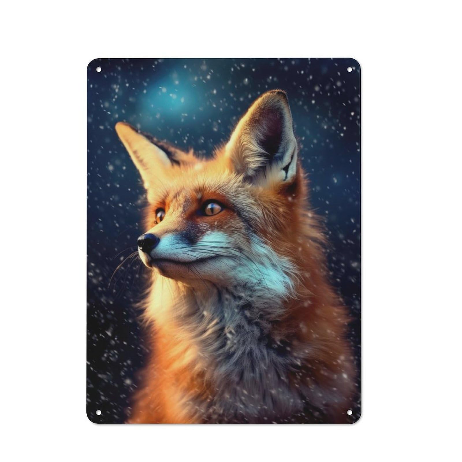 Junmoney Fox Night Tin Sign 40X30cm With For Pub Or Café, Retro-Style Decor, Suited To Café Interior Fans