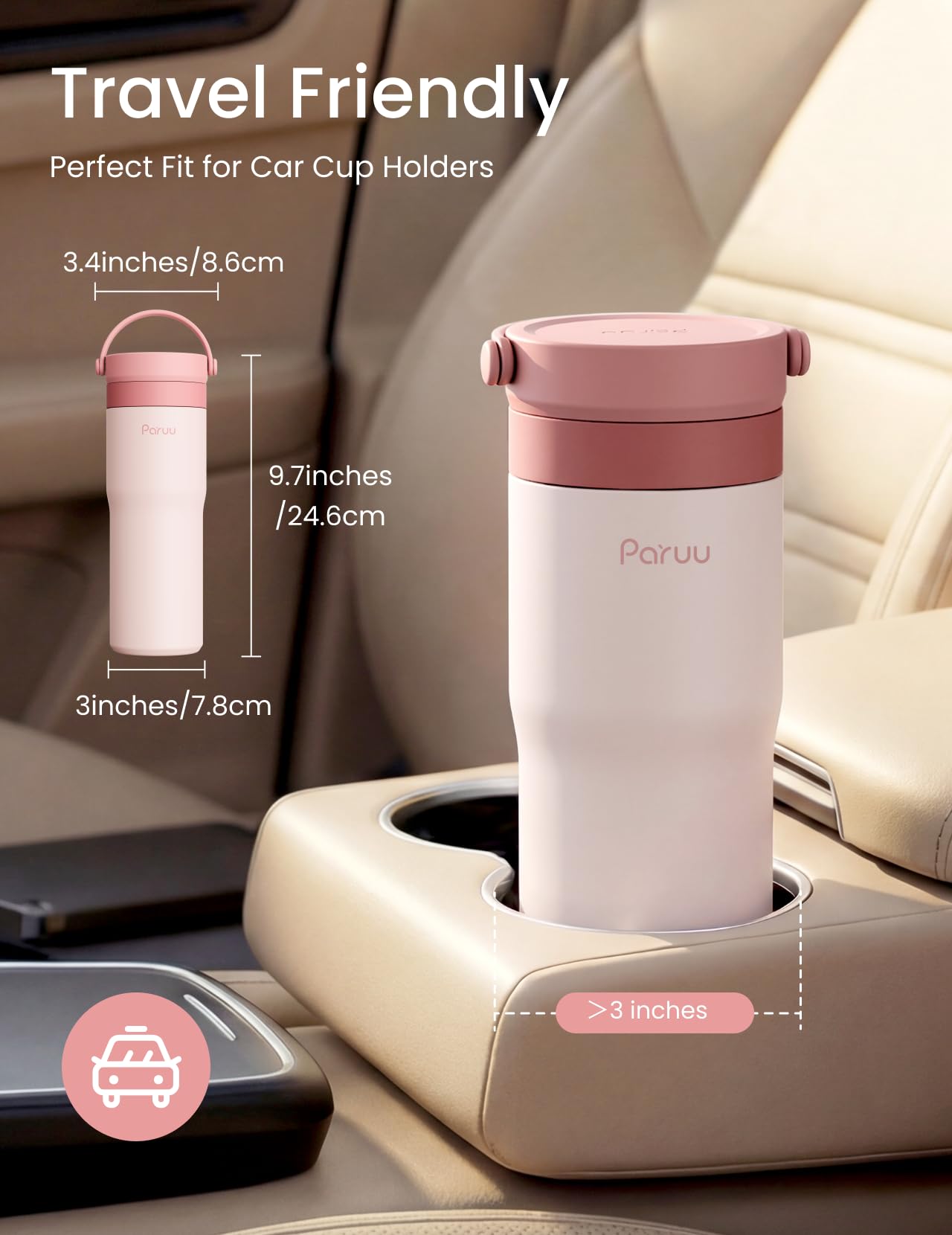 Paruu Glaciere Lait Maternel, Pot Conservation Lait Maternel Portable en Acier Inoxydable 304, Maintien Froid 14–23 Heures, Contenant de 300-700ml, pour Voyages & Activités Extérieures, Rose