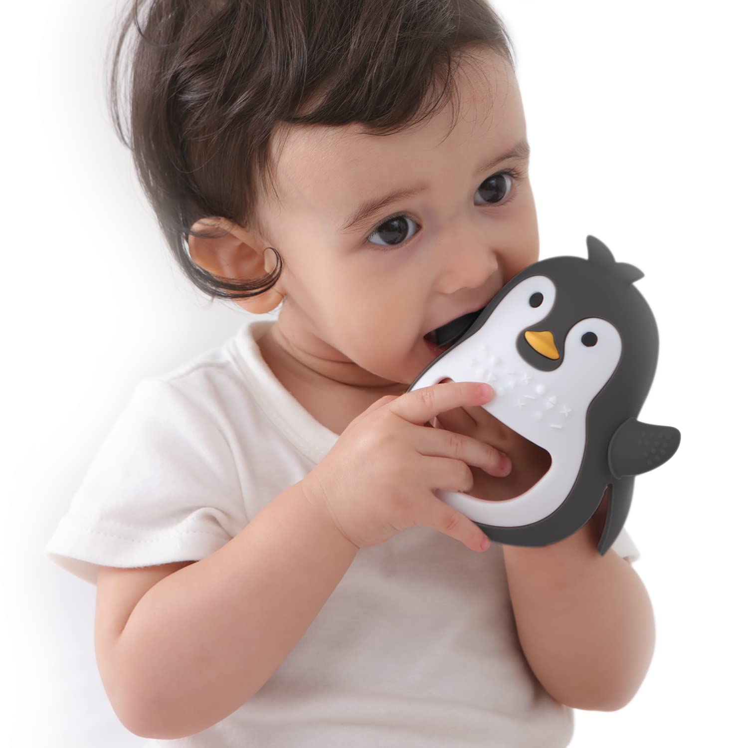 Penguin Teethers, Teething Toys for Babies, Teether Toy for Boys and Girls, Seposeve Silicone Baby Chew Toys for Sucking Needs, BPA-Free, Black