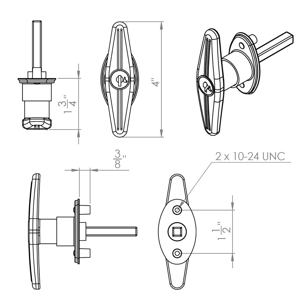 Gordon J327 - Juego de cerradura de cristal para coco; juego completo con llave