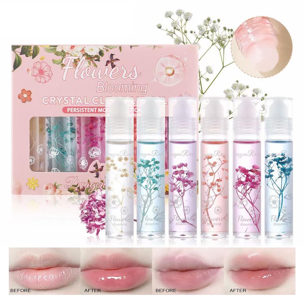 Amazon.com : Petansy Flower Jelly Lip Oil Set 6 Packs Moisturizer
