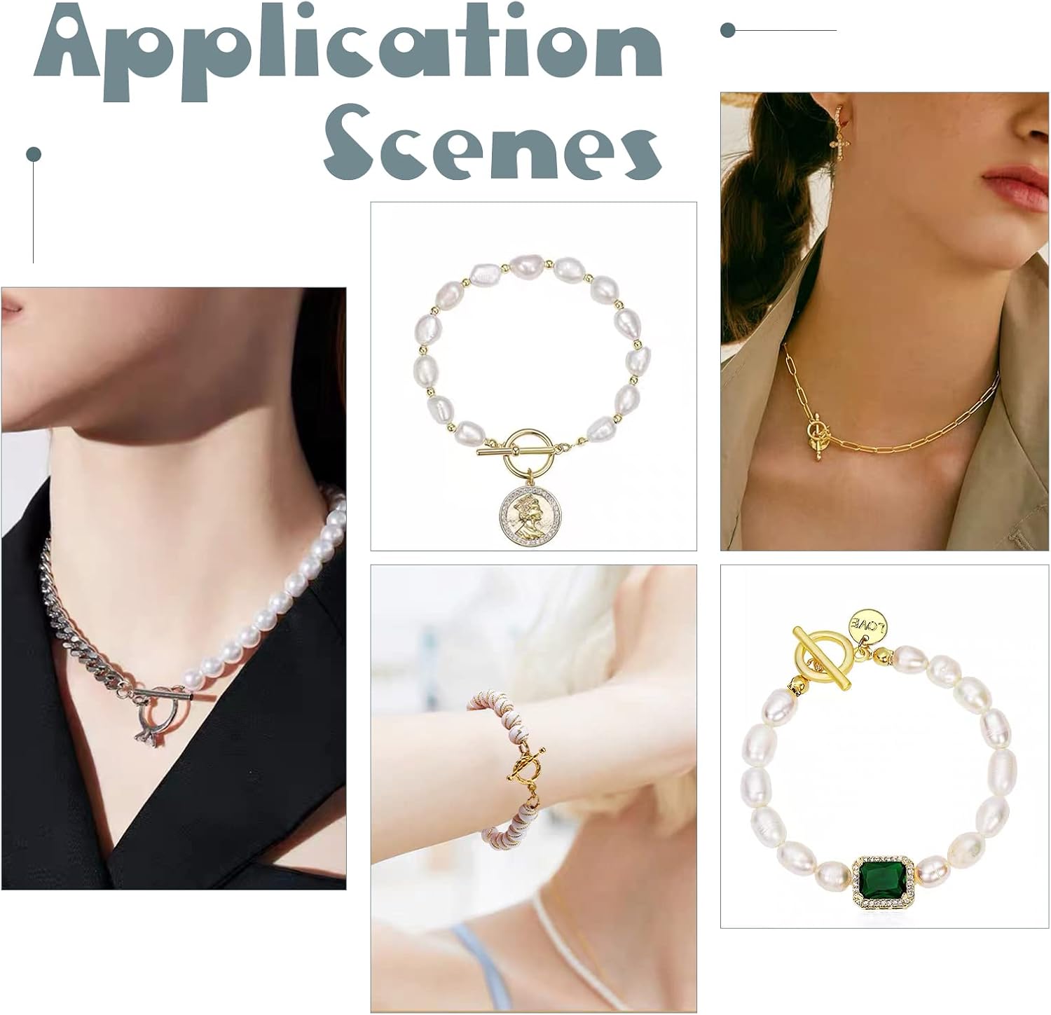 PH PandaHall 50 Sets 14K Gold Toggle Clasps, Flower Ring T-Bar Jewelry Clasps Tibetan Style Closure Gold Filled Clasp for Necklace Bracelet Jewelry Making DIY Craft, 5 Styles - Image 3