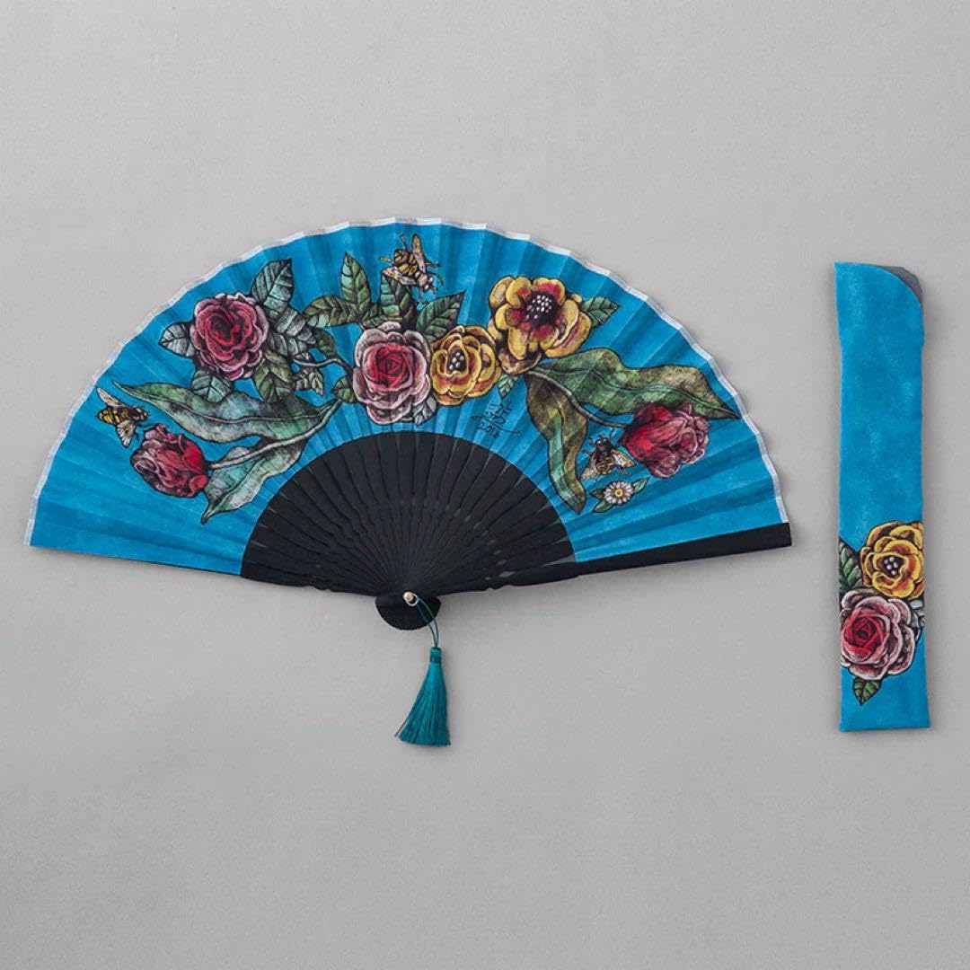 Amazon.co.jp: 用ヒグチユウコ 扇子 お花と蜂 : ファッション