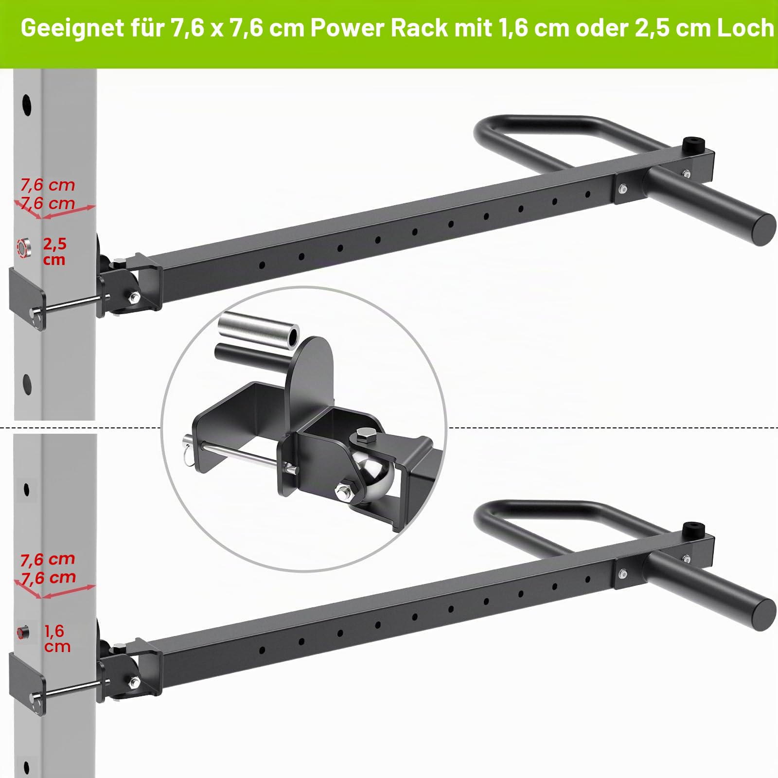 SELEWARE Multi Grip Dip-Stangenaufsatz für 3 x 3 Zoll mit 5/8 Zoll Loch Power Rack, breite und schmale Griffe Squat Rack-Aufsatz für Krafttraining, 500 lbs Kapazität