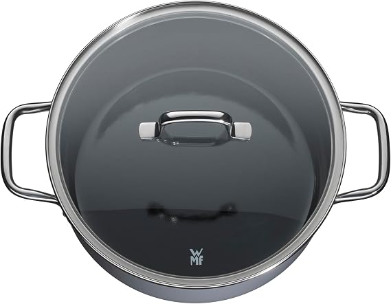 WMF Fusiontec Essential Cooking Pot Large 24 cm Glass Lid Stewing Pot Induction 4.4 L High-Tech Ceramic Scratch-Resistant Uncoated Grey Made in Germany