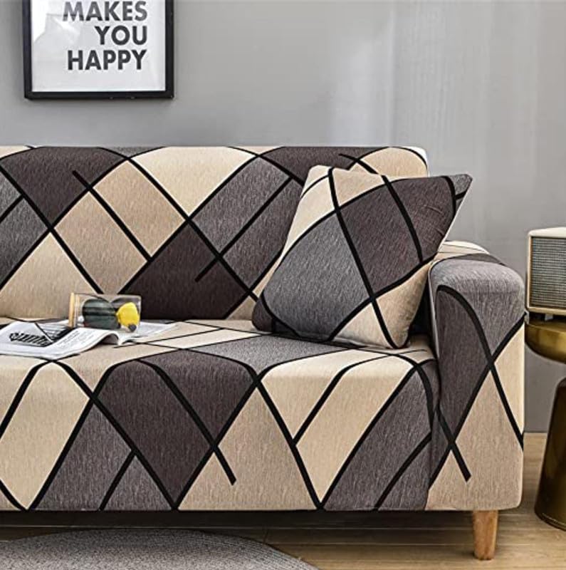 Image of HK 3 Seater Universal Elastic Sofa Cover | 360 Fully Covered Anti-Slip Washable Couch Cover Protector | 140 GSM Stretch Fit Polyester + Spandex Slipcover (180-230cm /SC-014-03)
