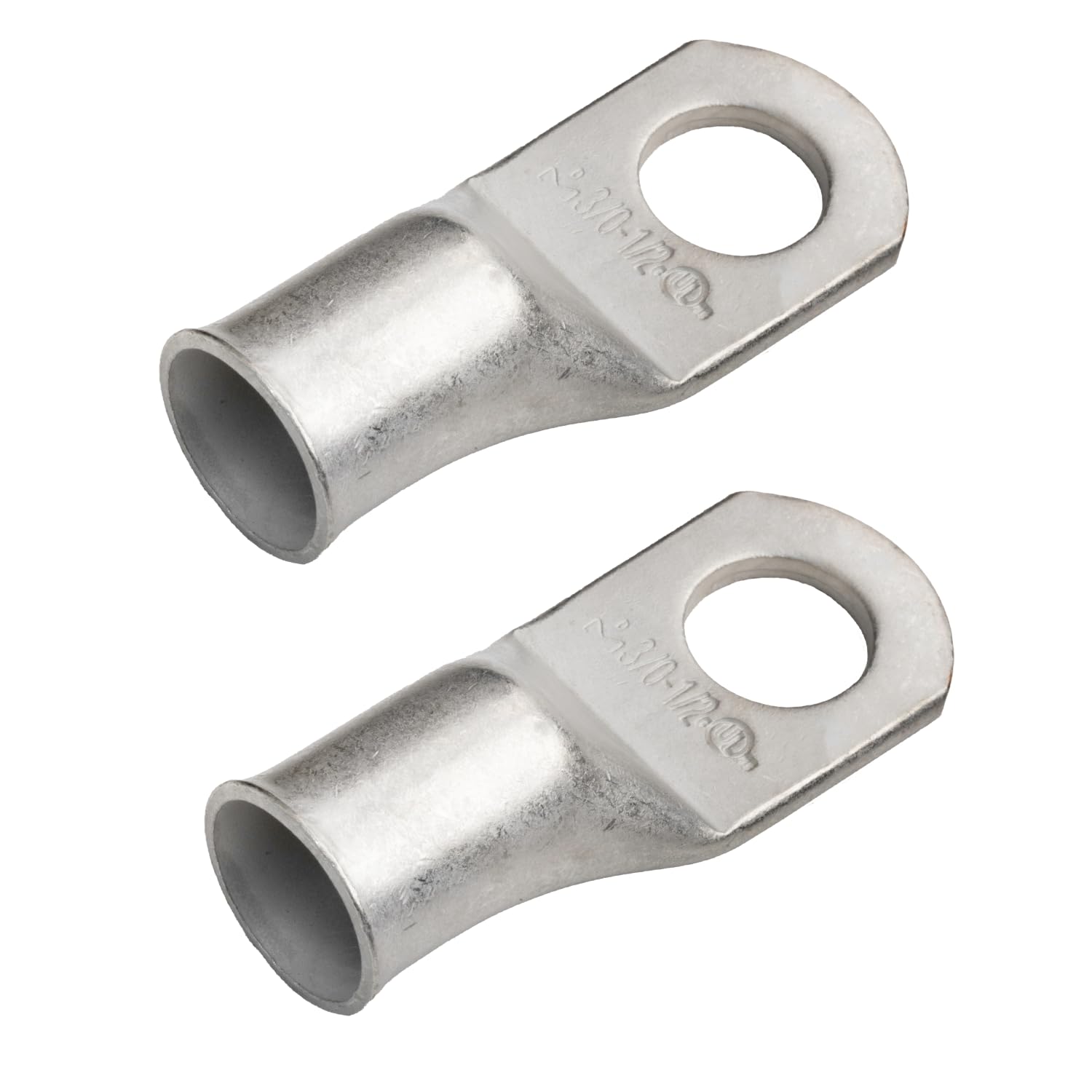 SELTERM 3/0 AWG - 1/2" (M12) ⌀ Hole UL Marine Grade Wire Lugs, Battery Cable Ends, Tinned Copper Eyelets, Tubular Ring Terminal Connectors [B90] - 2 Pack
