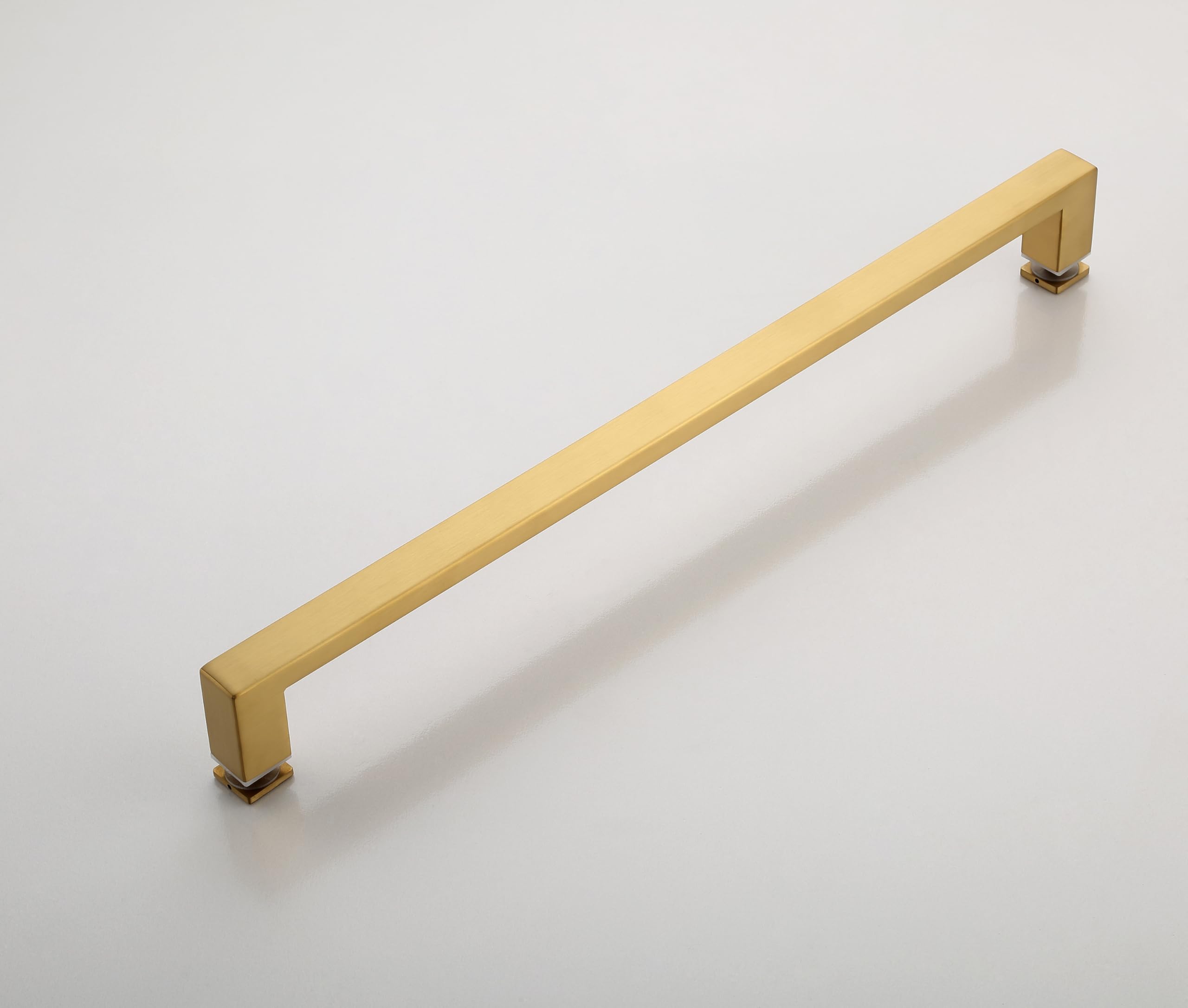 - Glass Shower Door Pull Handle 20 inches Square Corner Single Side Towel Bar Stainless Steel for 1/4" to 1/2" Thickness Glass - Brushed Gold