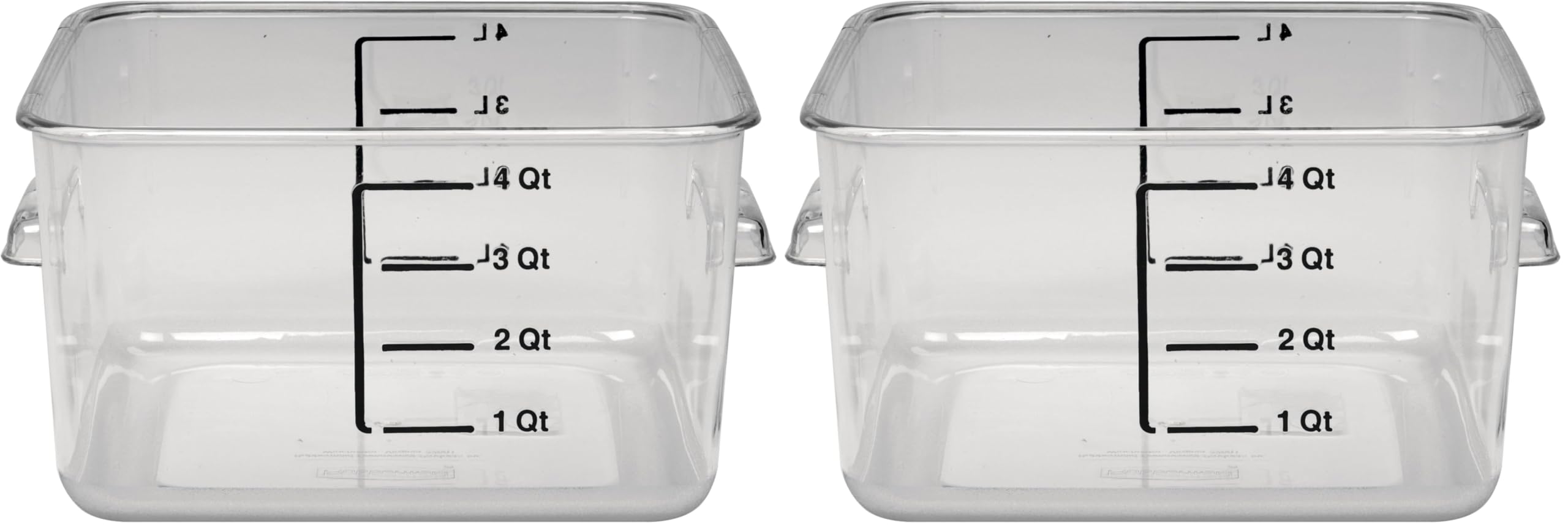 Rubbermaid Commercial Products-FG630400 Plastic Space Saving Square Food Storage Container For Kitchen/Sous Vide/Food Prep, 4 Quart, Clear, LID SOLD SEPARATELY (Pack of 2)