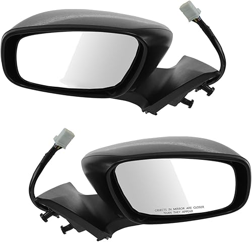 TRQ Juego de conjunto de espejos laterales del conductor y del pasajero de 2 piezas con ajuste eléctrico, calefacción y memoria en negro Compatible