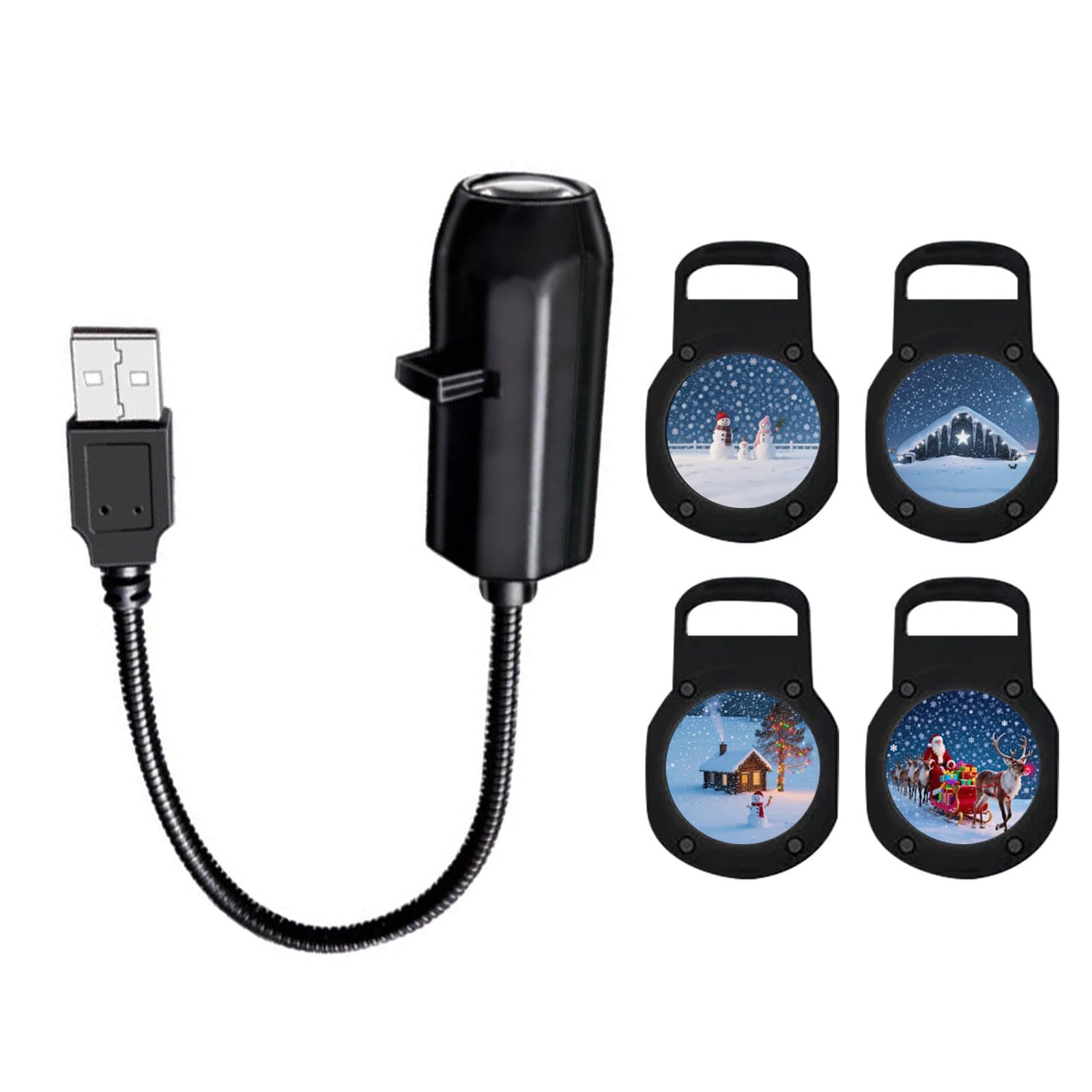 Projecteur de décoration de Noël alimenté par USB avec 4 diapositives à thème angles réglables pour la maison ou les fêtes