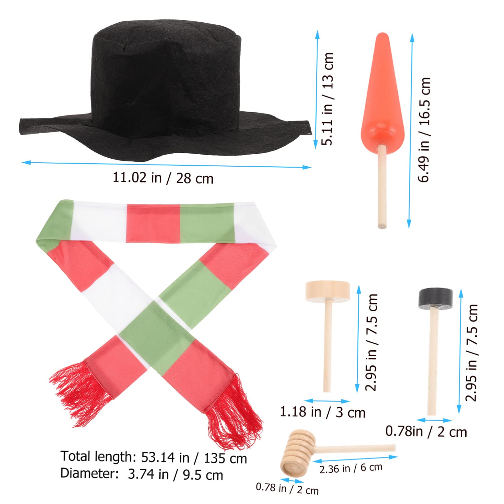 CIMAXIC Xmas Snowman Decor Set Boys and Girls Snowman Hat Scarf Festive Christmas Props