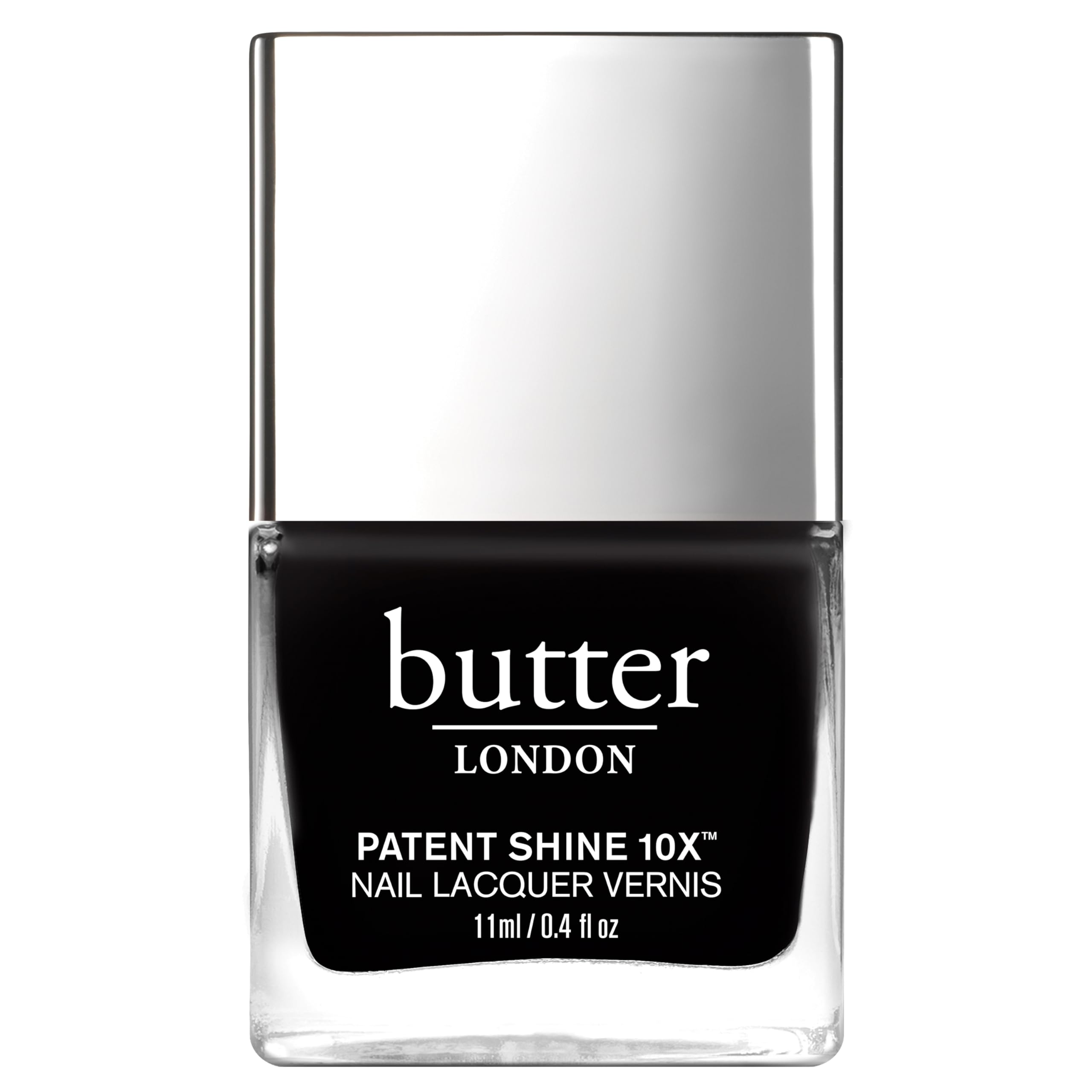 butter LONDON Patent Shine 10X Nail Lacquer, Gel-Like Finish, Chip-Resistant Formula, 10-Free Formula, Cruelty-Free, Polymer Technology, Union Jack Black