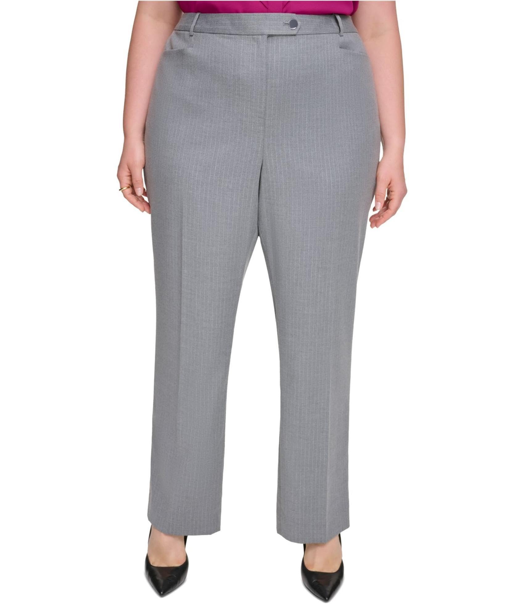 Calvin Klein Womens Classic Dress Pants Grey Plus Size 24W