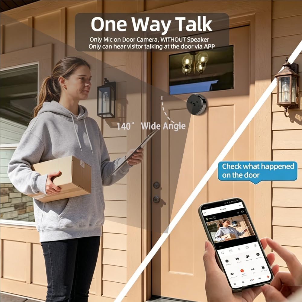 Microondas Radar Humano Cuerpo Detección,2K Mirilla Digital Puerta Wifi con MicroSD de 32GB,Video Inalámbrico Cámara con Pantalla de 4.3'', Gran ángulo 140 °, 5000mAh, Visión Nocturna,WiFi 2.4 GHz